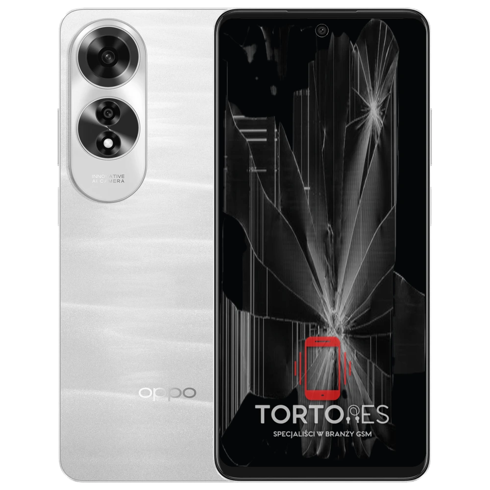 OPPO A60 LTE z ilustracją pękniętego wyświetlacza - wymiana zbitego wyświetlacza