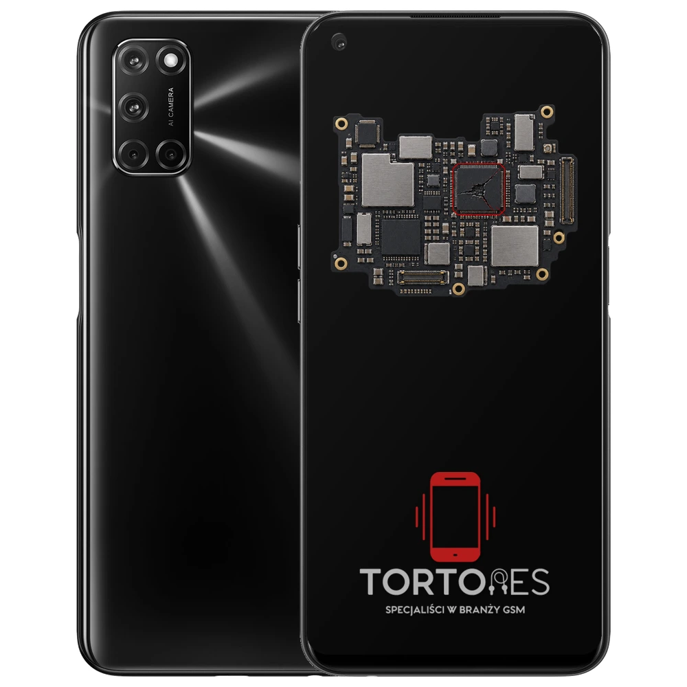 OPPO A72 LTE z ilustracją płyty głównej - naprawa płyty głównej