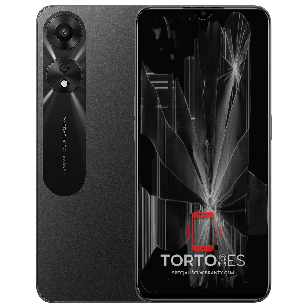 OPPO A78 5G z ilustracją pękniętego wyświetlacza - wymiana zbitego wyświetlacza