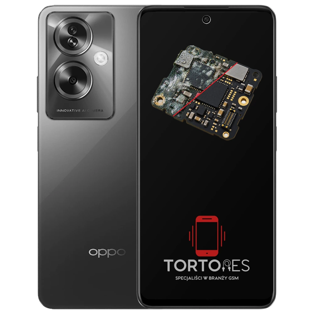 OPPO A79 5G z ilustracją zalania - czyszczenie po zalaniu