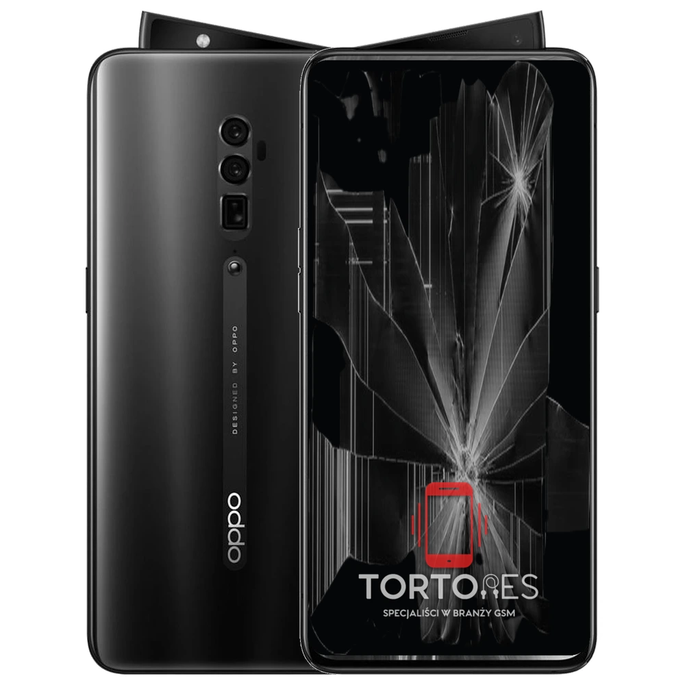 OPPO Reno (2019) z ilustracją pękniętego wyświetlacza - wymiana zbitego wyświetlacza
