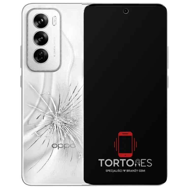 OPPO Reno12 5G z ilustracją pękniętej tylnej klapki - wymiana zbitej klapki