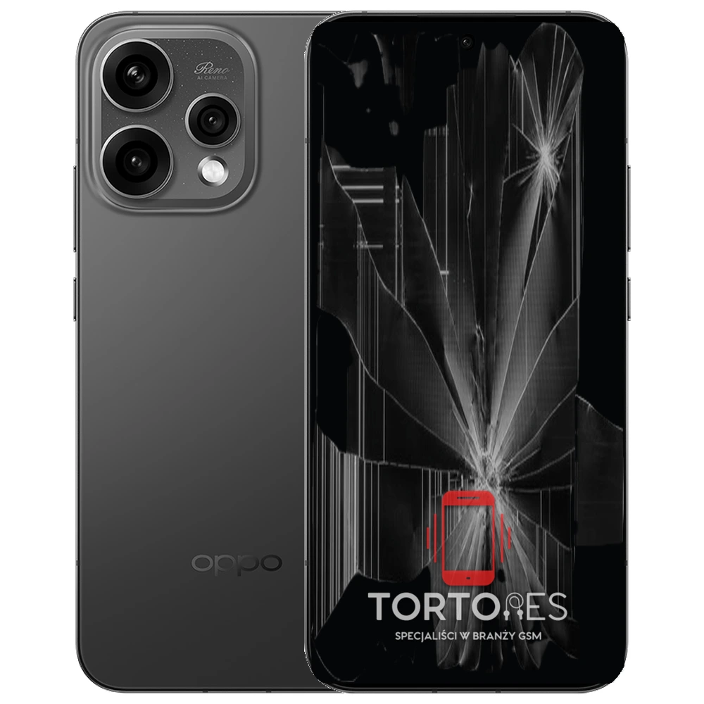 OPPO Reno15 5G z ilustracją pękniętego wyświetlacza - wymiana zbitego wyświetlacza
