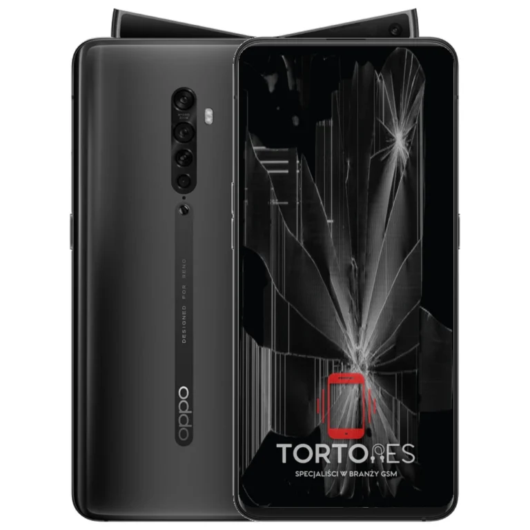 OPPO Reno2 z ilustracją pękniętego wyświetlacza - wymiana zbitego wyświetlacza