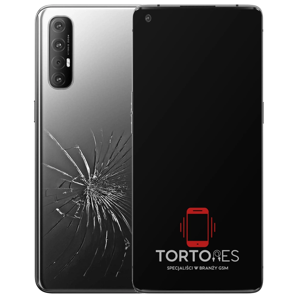 OPPO Reno3 Pro 5G z ilustracją pękniętej tylnej klapki - wymiana zbitej klapki