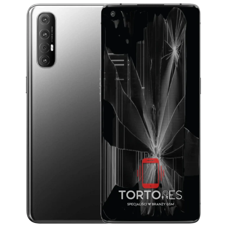 OPPO Reno3 Pro 5G z ilustracją pękniętego wyświetlacza - wymiana zbitego wyświetlacza