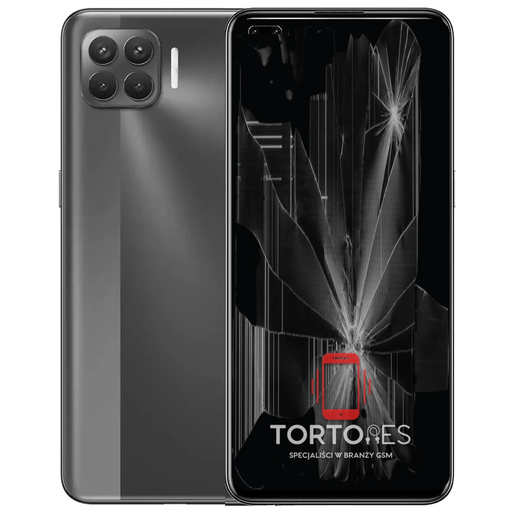 OPPO Reno4 Lite z ilustracją pękniętego wyświetlacza - wymiana zbitego wyświetlacza