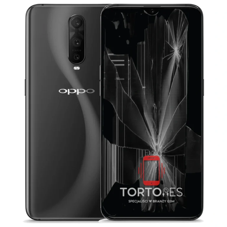 OPPO RX17 Pro z ilustracją pękniętego wyświetlacza - wymiana zbitego wyświetlacza