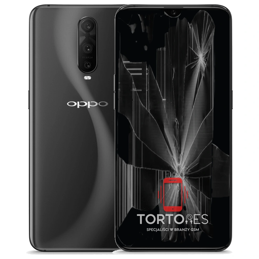 OPPO RX17 Pro z ilustracją pękniętego wyświetlacza - wymiana zbitego wyświetlacza