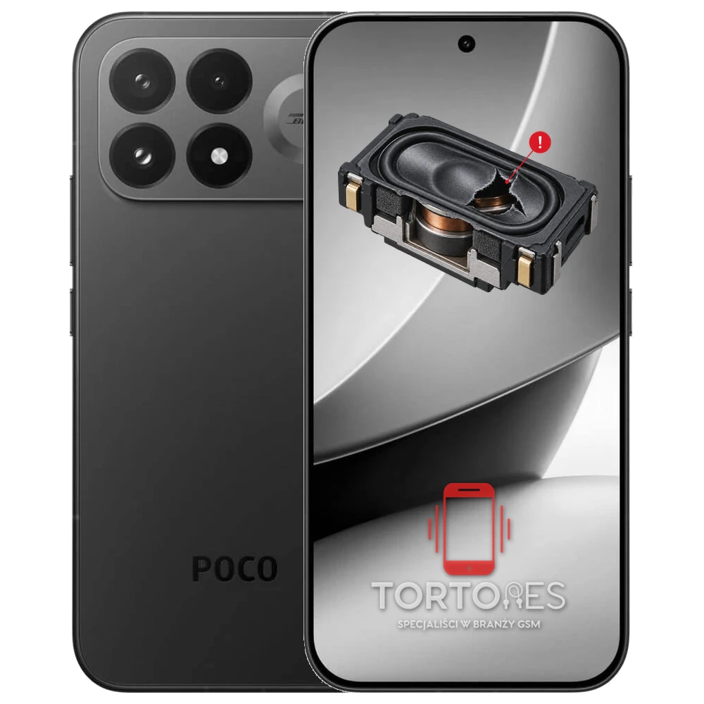 POCO F9 Pro z symbolem głośnika multimedialnego - wymiana głośnika multimedialnego