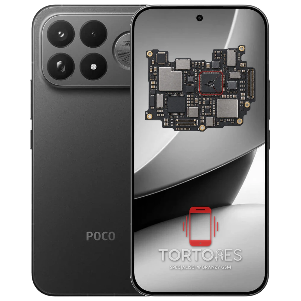 POCO F9 Ultra z ilustracją płyty głównej - naprawa płyty głównej