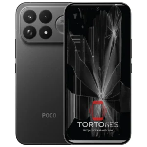 POCO F9 Ultra z ilustracją pękniętego wyświetlacza - wymiana zbitego wyświetlacza