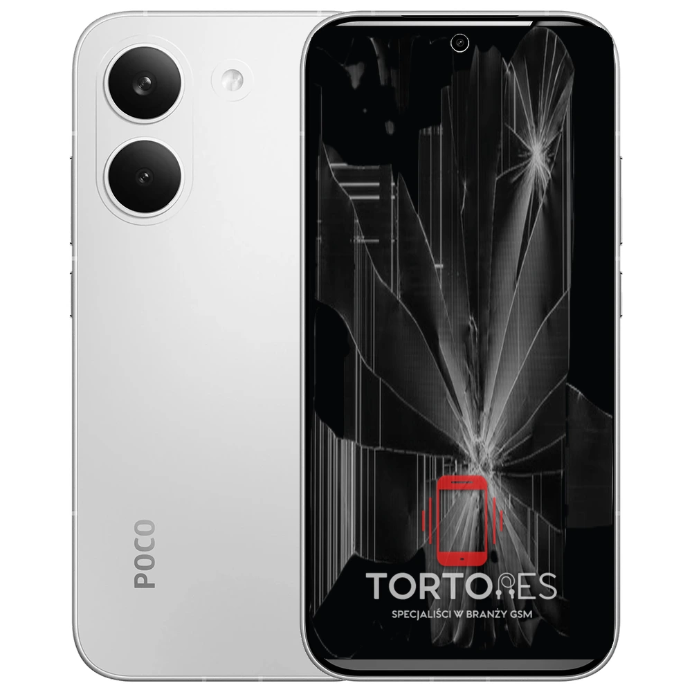 POCO X8 Pro z ilustracją pękniętego wyświetlacza - wymiana zbitego wyświetlacza