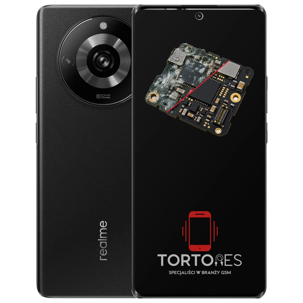 Realme 11 Pro+ 5G z ilustracją zalania - czyszczenie po zalaniu