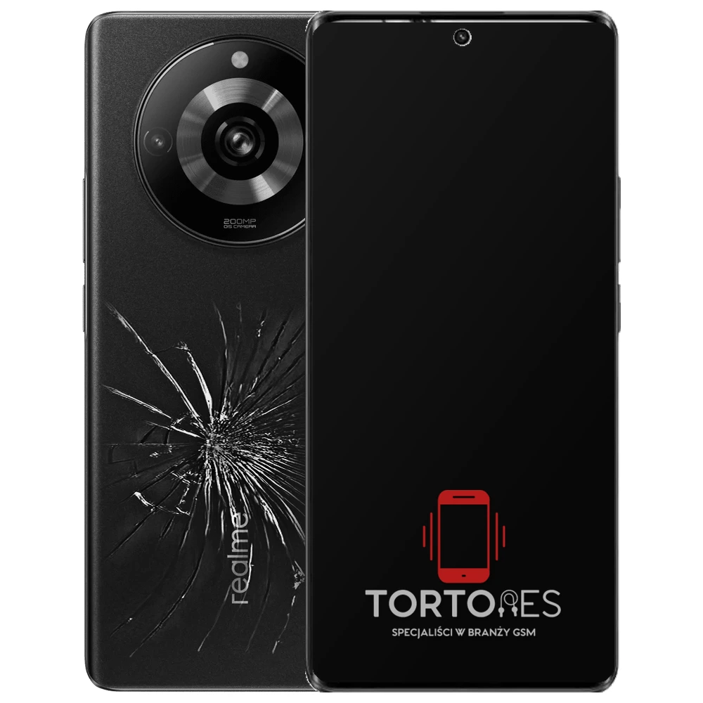 Realme 11 Pro+ 5G z ilustracją pękniętej tylnej klapki - wymiana zbitej klapki