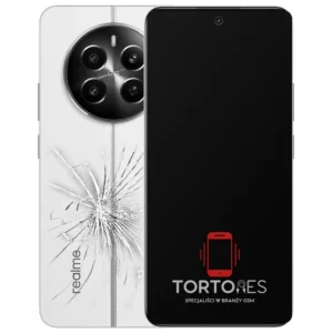 Realme 12+ 5G z ilustracją pękniętej tylnej klapki - wymiana zbitej klapki