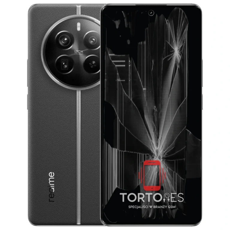 Realme 12 Pro+ 5G z ilustracją pękniętego wyświetlacza - wymiana zbitego wyświetlacza