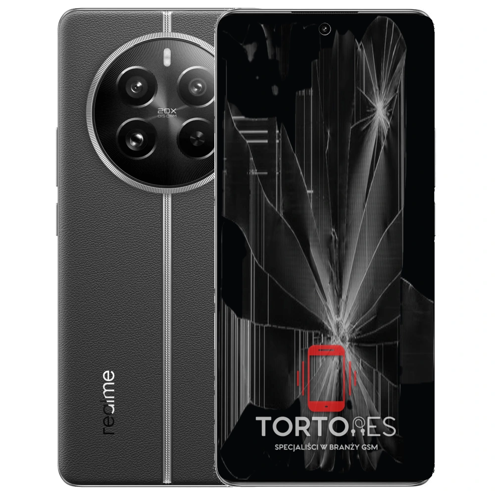 Realme 12 Pro 5G z ilustracją pękniętego wyświetlacza - wymiana zbitego wyświetlacza