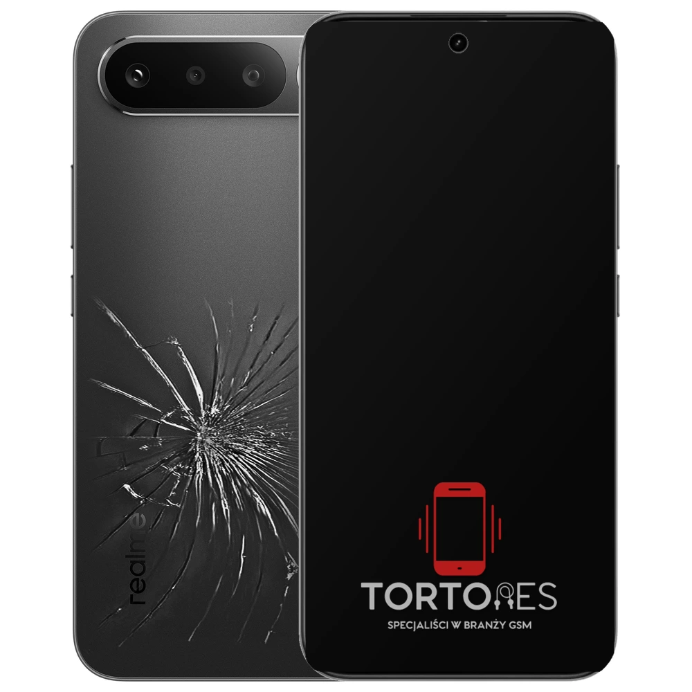 Realme 16 5G z ilustracją pękniętej tylnej klapki - wymiana zbitej klapki