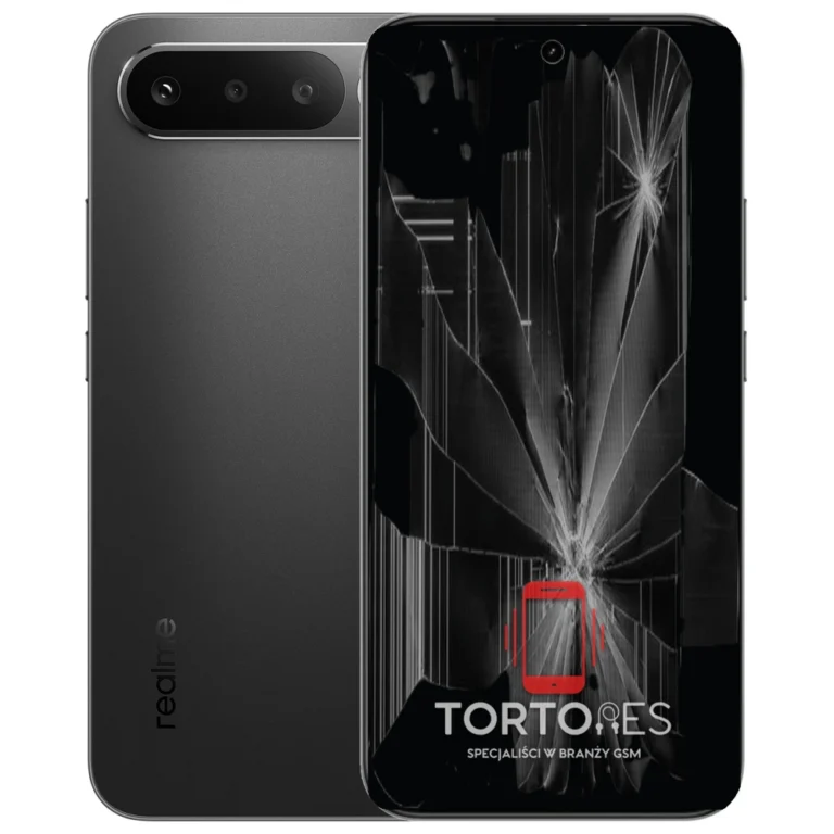 Realme 16 5G z ilustracją pękniętego wyświetlacza - wymiana zbitego wyświetlacza