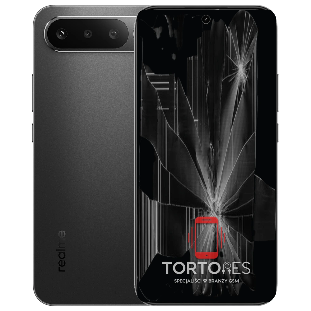 Realme 16 5G z ilustracją pękniętego wyświetlacza - wymiana zbitego wyświetlacza