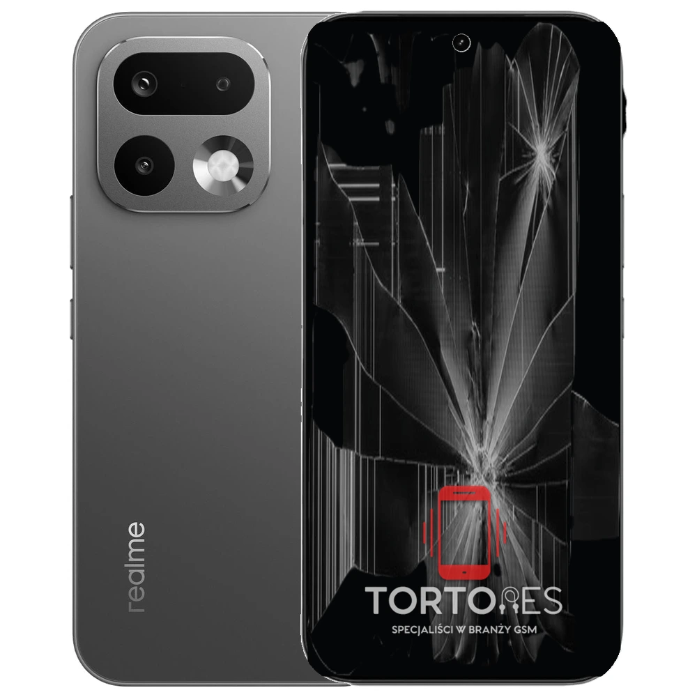 Realme 16 Pro 5G z ilustracją pękniętego wyświetlacza - wymiana zbitego wyświetlacza