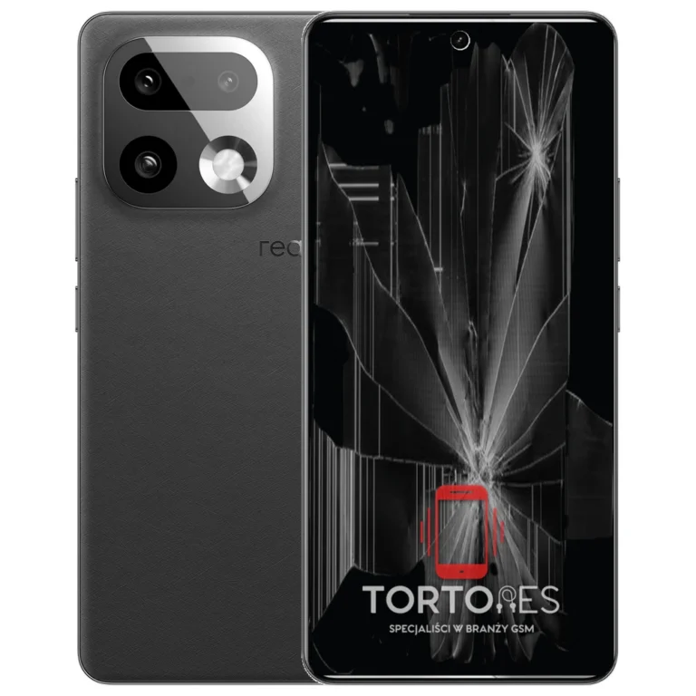 Realme 16 Pro+ 5G z ilustracją pękniętego wyświetlacza - wymiana zbitego wyświetlacza