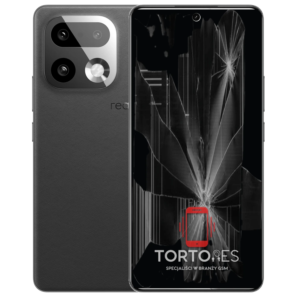 Realme 16 Pro+ 5G z ilustracją pękniętego wyświetlacza - wymiana zbitego wyświetlacza