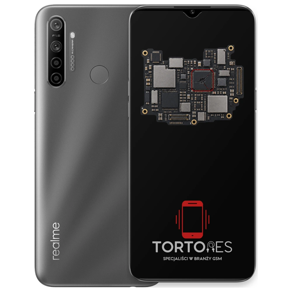 Realme 5i z ilustracją płyty głównej - naprawa płyty głównej