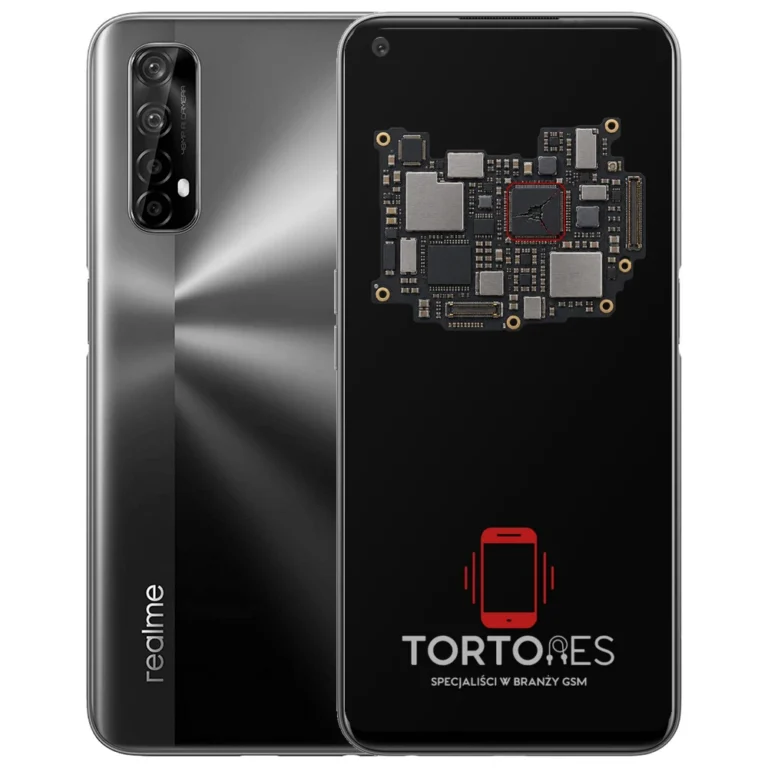 Realme 7 5G z ilustracją płyty głównej - naprawa płyty głównej