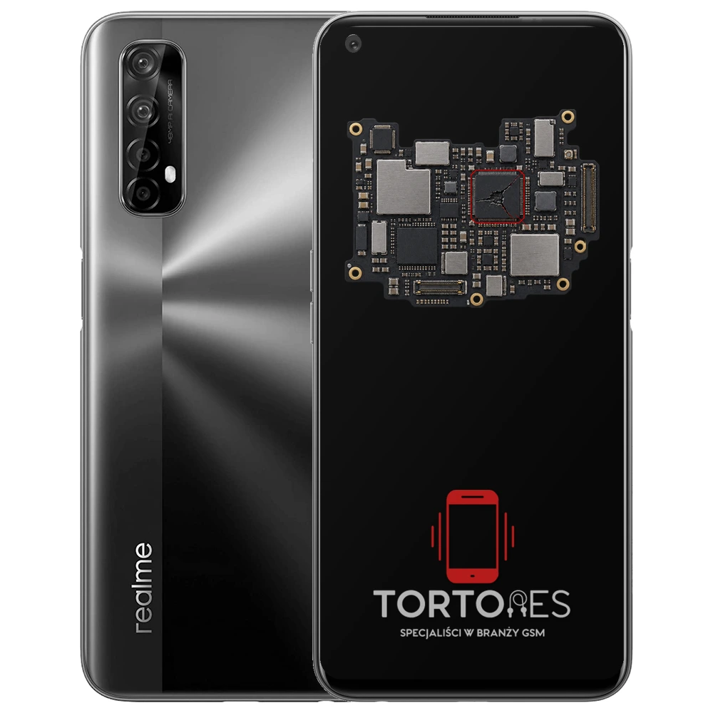 Realme 7 5G z ilustracją płyty głównej - naprawa płyty głównej