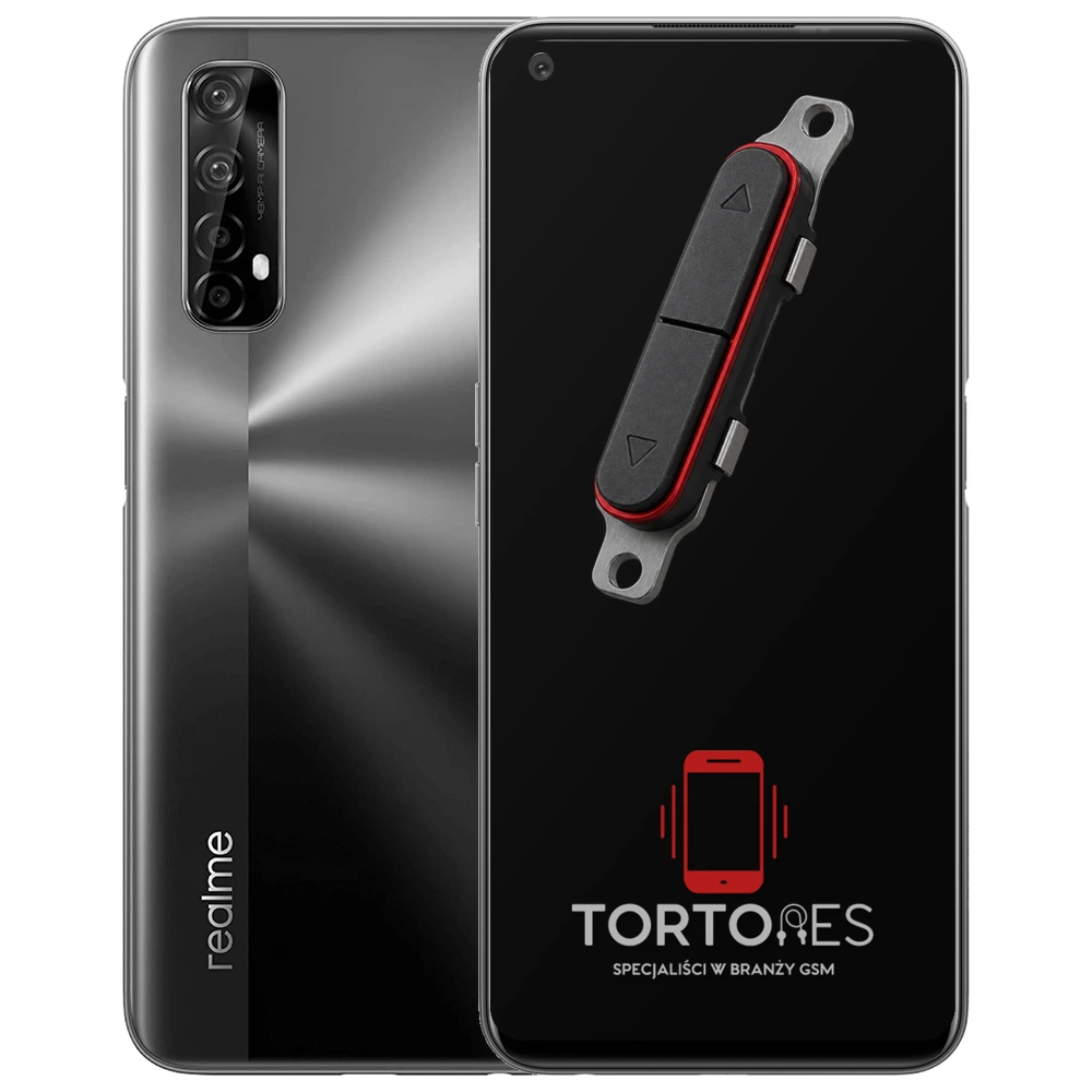 Realme 7 5G z symbolem przycisków - naprawa przycisków włączania i głośności