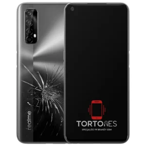 Realme 7 5G z ilustracją pękniętej tylnej klapki - wymiana zbitej klapki