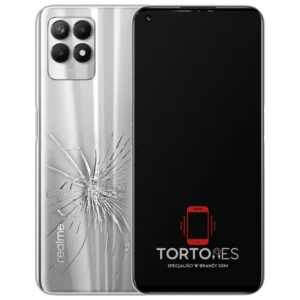 Realme 8i z ilustracją pękniętej tylnej klapki - wymiana zbitej klapki