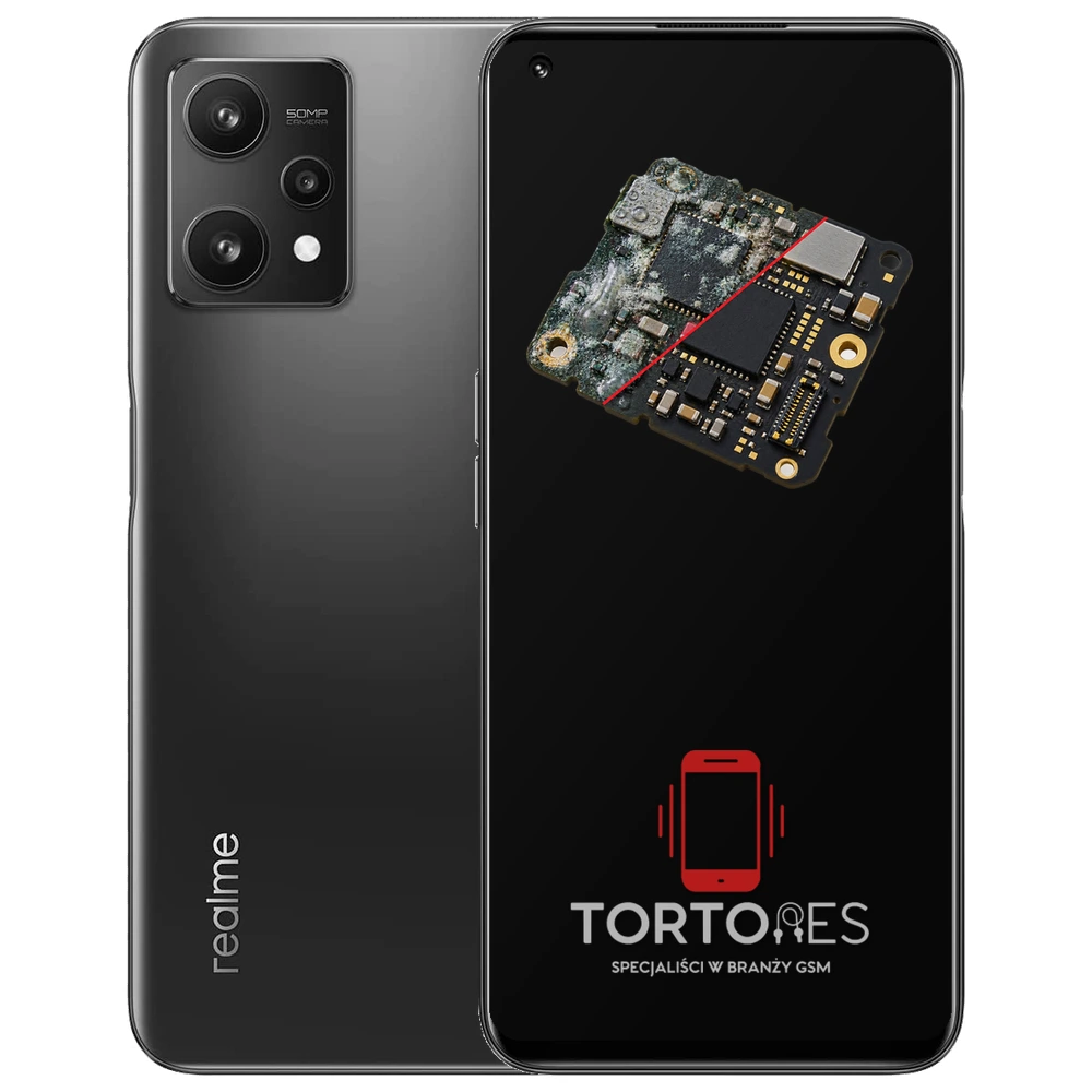 Realme 9 5G (EU) z ilustracją zalania - czyszczenie po zalaniu