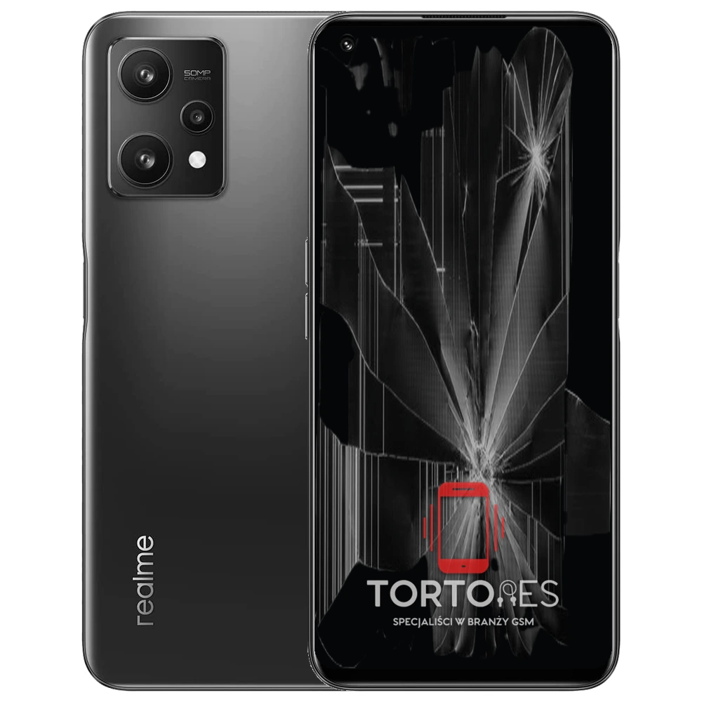 Realme 9 5G (EU) z ilustracją pękniętego wyświetlacza - wymiana zbitego wyświetlacza