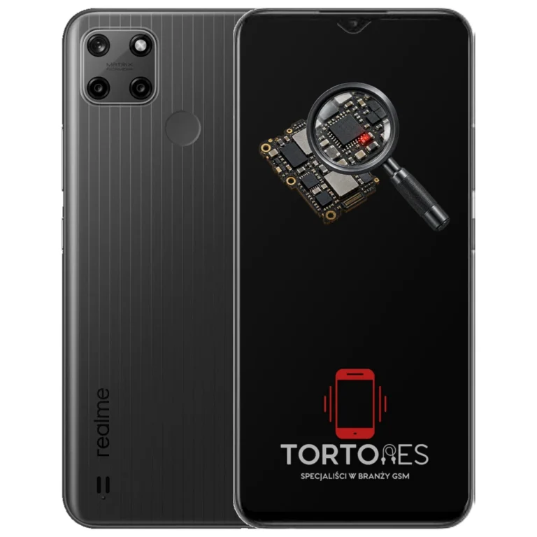 Realme C25Y z symbolem diagnostyki - diagnoza telefonu