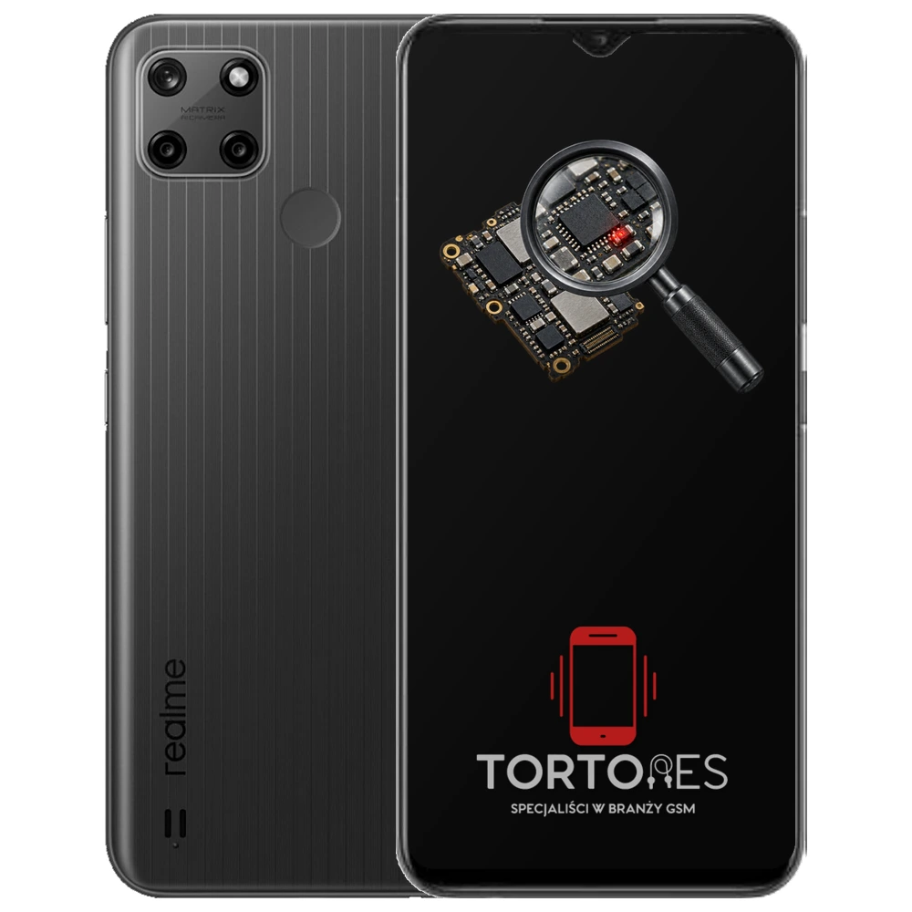 Realme C25Y z symbolem diagnostyki - diagnoza telefonu