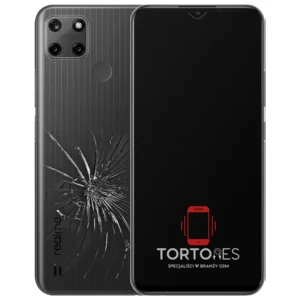 Realme C25Y z ilustracją pękniętej tylnej klapki - wymiana zbitej klapki