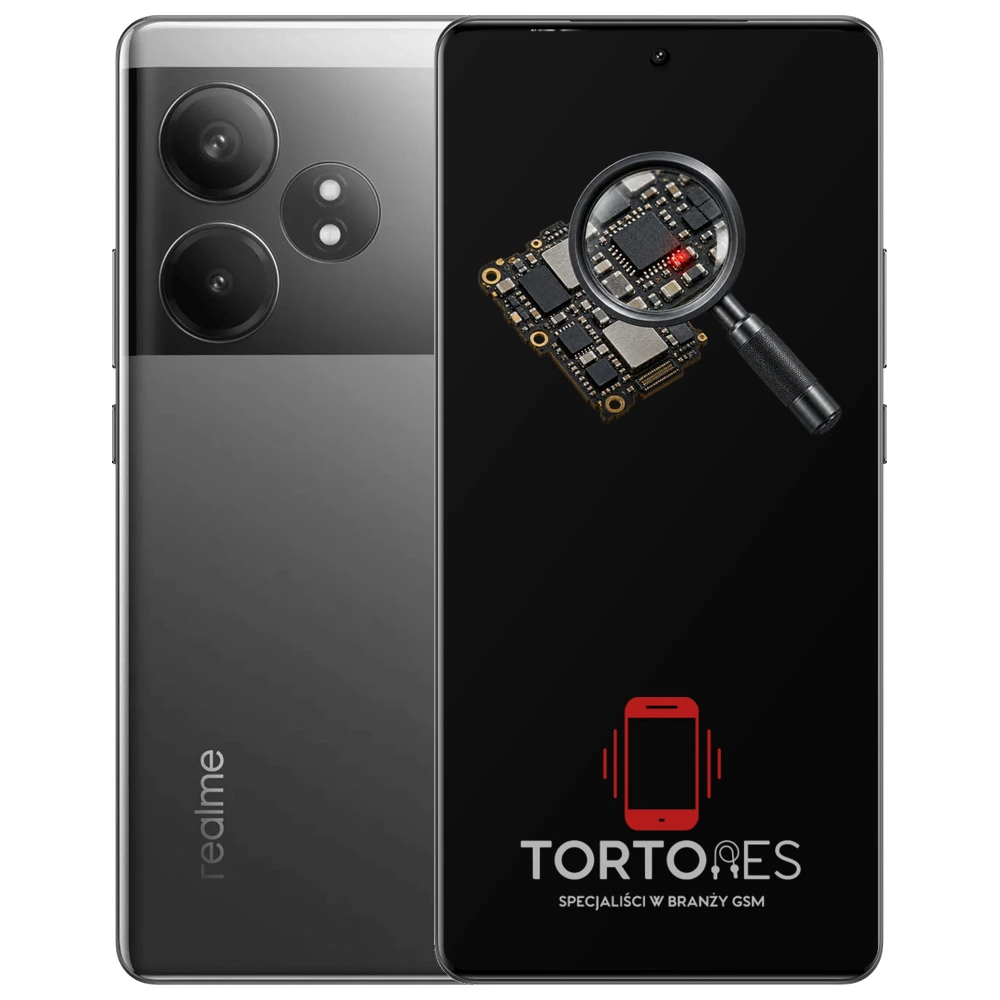 Realme GT 6T z symbolem diagnostyki - diagnoza telefonu