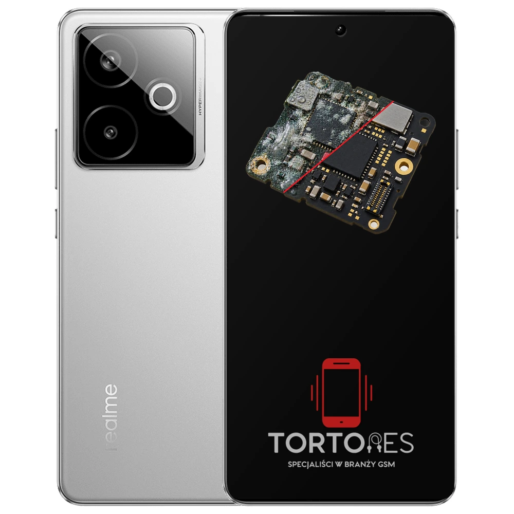 Realme GT 7T z ilustracją zalania - czyszczenie po zalaniu
