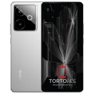 Realme GT 7T z ilustracją pękniętego wyświetlacza - wymiana zbitego wyświetlacza