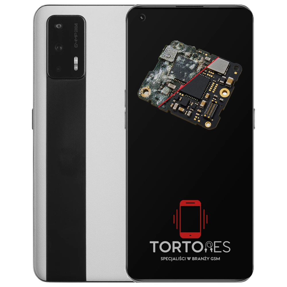 Realme GT 5G z ilustracją zalania - czyszczenie po zalaniu