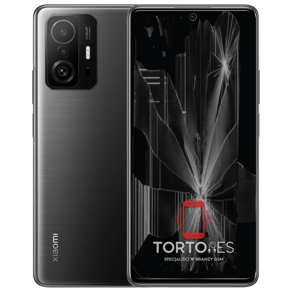Xiaomi 11T z ilustracją pękniętego wyświetlacza - wymiana zbitego wyświetlacza