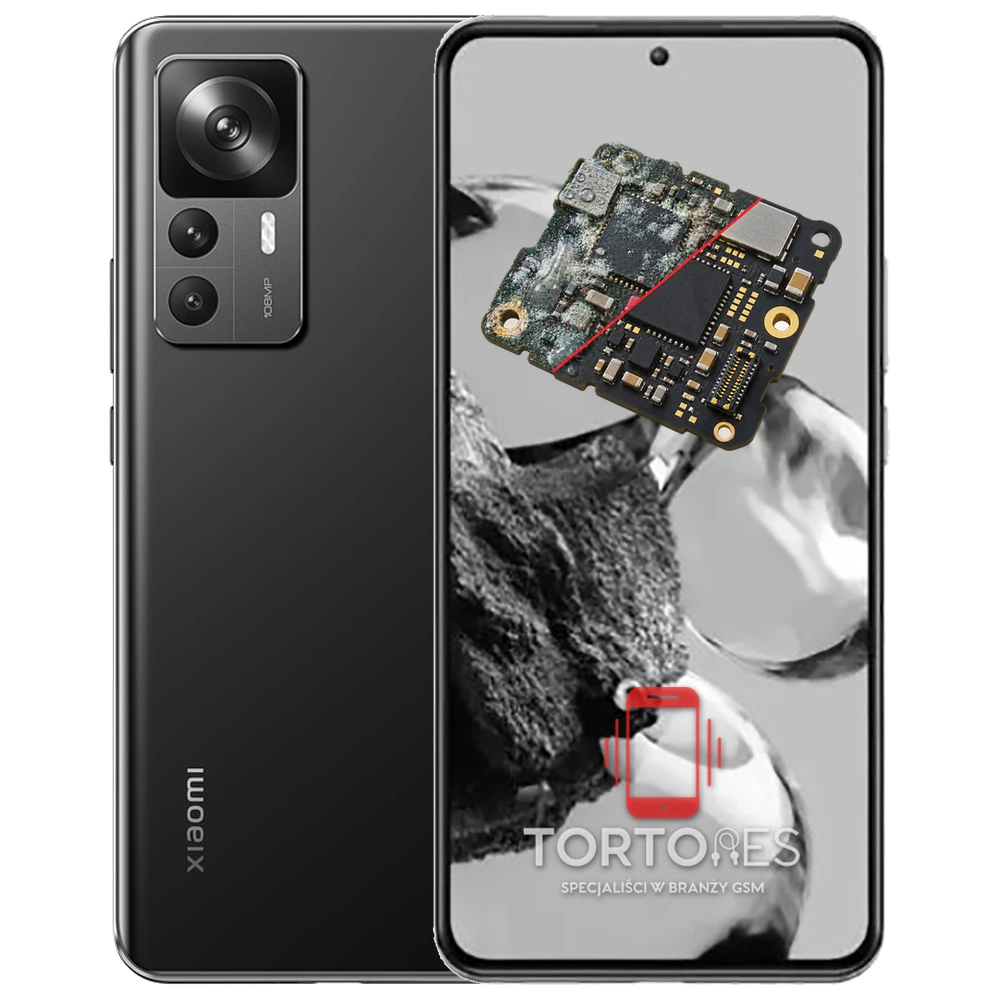 Xiaomi 12T z ilustracją zalania - czyszczenie po zalaniu