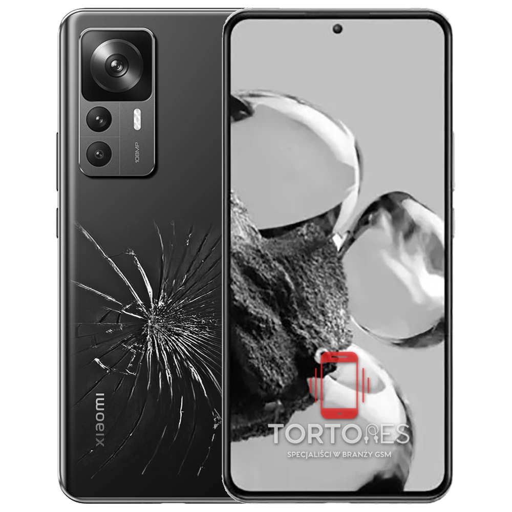 Xiaomi 12T z ilustracją pękniętej tylnej klapki - wymiana zbitej klapki