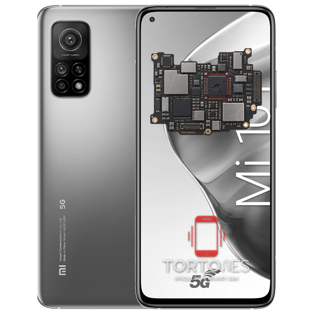 Xiaomi Mi 10T z ilustracją płyty głównej - naprawa płyty głównej
