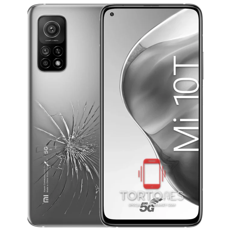 Xiaomi Mi 10T z ilustracją pękniętej tylnej klapki - wymiana zbitej klapki