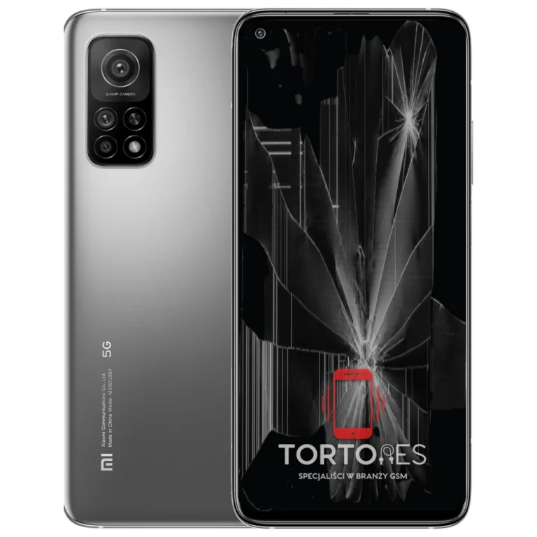 Xiaomi Mi 10T z ilustracją pękniętego wyświetlacza - wymiana zbitego wyświetlacza