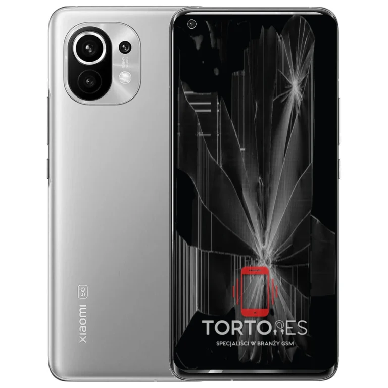 Xiaomi Mi 11 z ilustracją pękniętego wyświetlacza - wymiana zbitego wyświetlacza